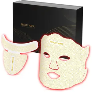 Red Light Therapy for Face with  3-Level Brightness, Led Face Mask Light Therapy Set, Near Infrared Red Light Therapy for Face and Neck, Portable Rechargeable Design at Home, White Facial 7  in  1  mask