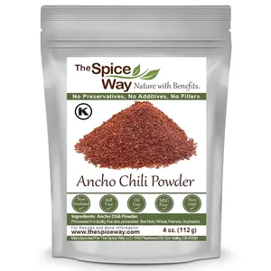 The Spice Way Ancho Chili Powder - 100% Pure Dried Ancho Peppers - Resealable Bag