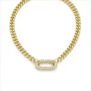 Gold Cuban Link Necklace with Paved Zircon | Elevate Your Date Night Look Dainty But Bold!  Plated Zircon Choker | Perfect for Any Occasion