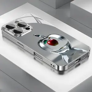 Crystal Clear Apple Red Elegant Gorgeous Pattern Glass Electroplated Phone Case with Lens Protection for iPhone 17 16 Pro Max Silver-plated glass protective 15 14 plus cover with high-grade feel