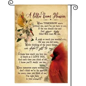 "A Letter From Heaven" Cardinal Memorial Garden Flag, 12x18 Inch Sympathy Yard Decor