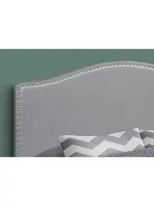 HomeRoots 490192 Gray Faux Leather Upholstered Arched Queen Headboard with Nail Head Trim, Includes Arch Shaped, Adjustable Bed, Faux Leather Headboards, Arch Shaped Headboards