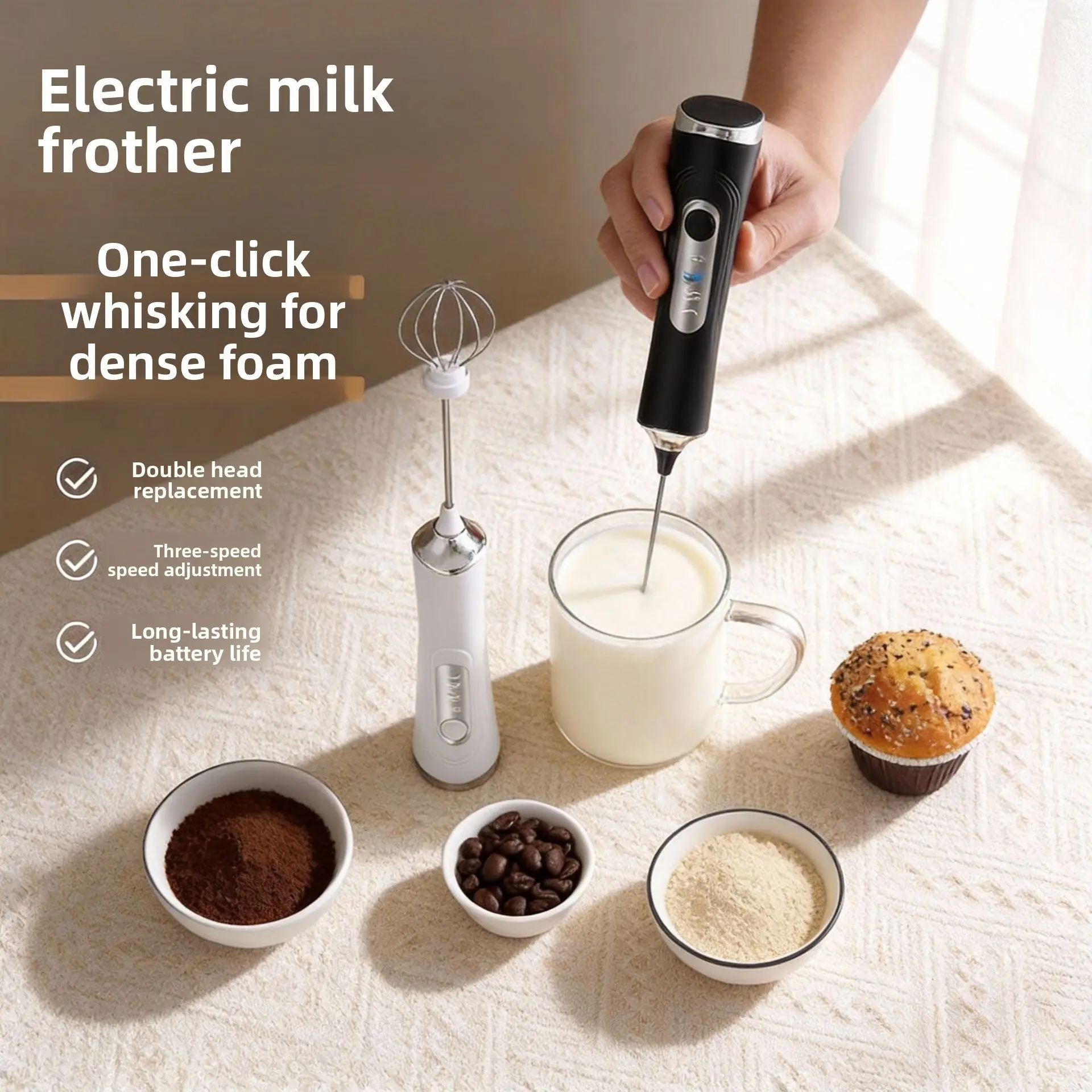 Wireless Handheld Electric Milk Frother and Mixer