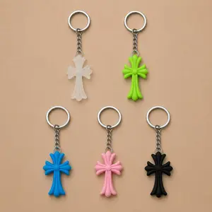 Y2K Gothic Cross Keychain Cute Silicone Bag Charm Key Ring for Purse Backpack Y2K Gothic Cross Keychain Cute Silicone Bag Charm Key Ring for Purse Backpack