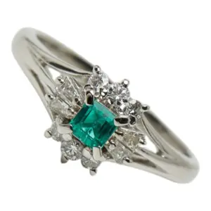 MIKIMOTO Pt900 Platinum Emerald Diamond Ring