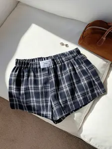 Elastic Waist Gingham Checkered Shorts, Casual Comfortable Slim Fit for Everyday Wear, Perfect for Spring and Summer Fashion