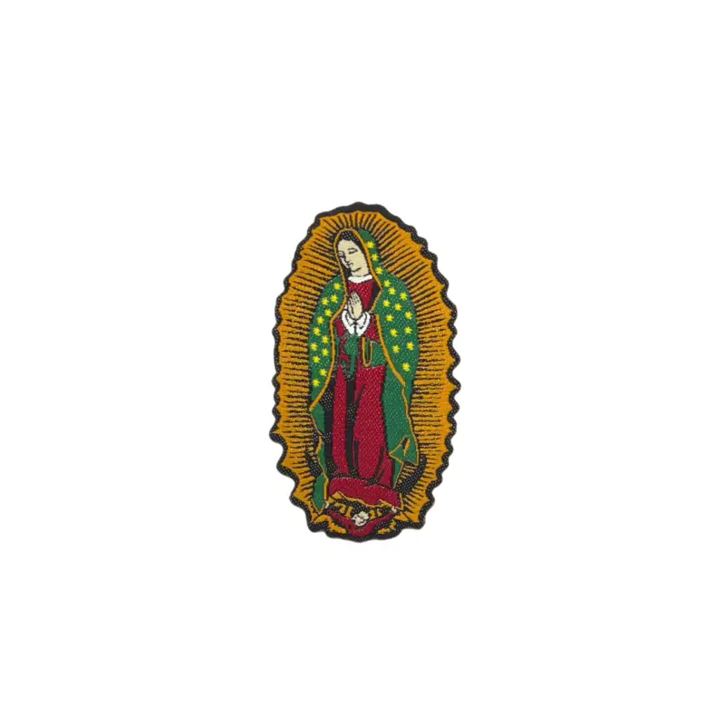 Adiel's Hats Virgen De Guadalupe Woven Patch - 2.5" x 1.5" Easy Peel & Stick Application for Cowboy Hats Phone Cases Dashboards & More! No Sewing & No Iron Needed. Geometric Embroidery Design Western Embroidery
