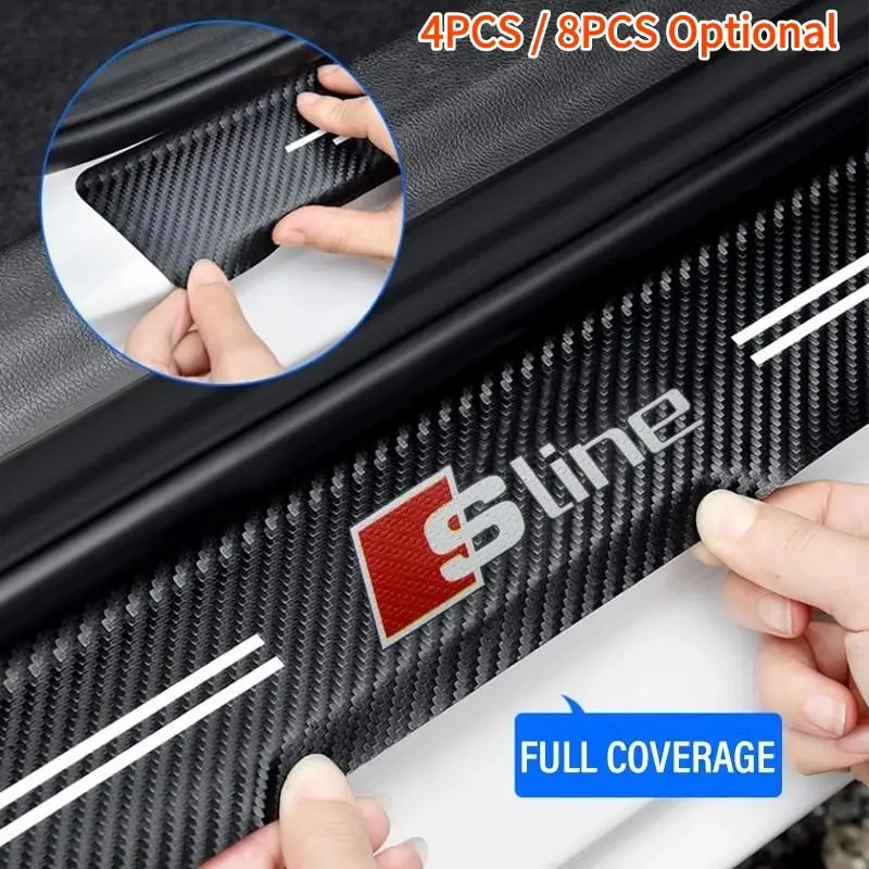 Audi Car Door Threshold Protector Strips, Anti-Scratch Wear Resistant, Fits Audi S Line Models A1/a3/a4/a6/q3/q5, Exterior Decoration Accessories, Car Decals, Automotive Decoration