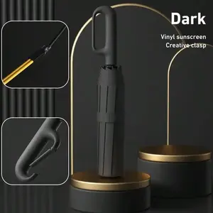 Automatic Umbrella with Ring Buckle Windproof Sunproof Unisex Convenient to Carry Outside Black Automatic Umbrella with Ring Buckle Windproof Sunproof Unisex Convenient to Carry Outside Black
