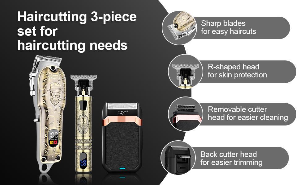 LQT Professional 3-in-1 Hair Clipper Set for Men, Cordless Trimmer & Shaver Kit with Full Accessories, Christmas Gift Edition
