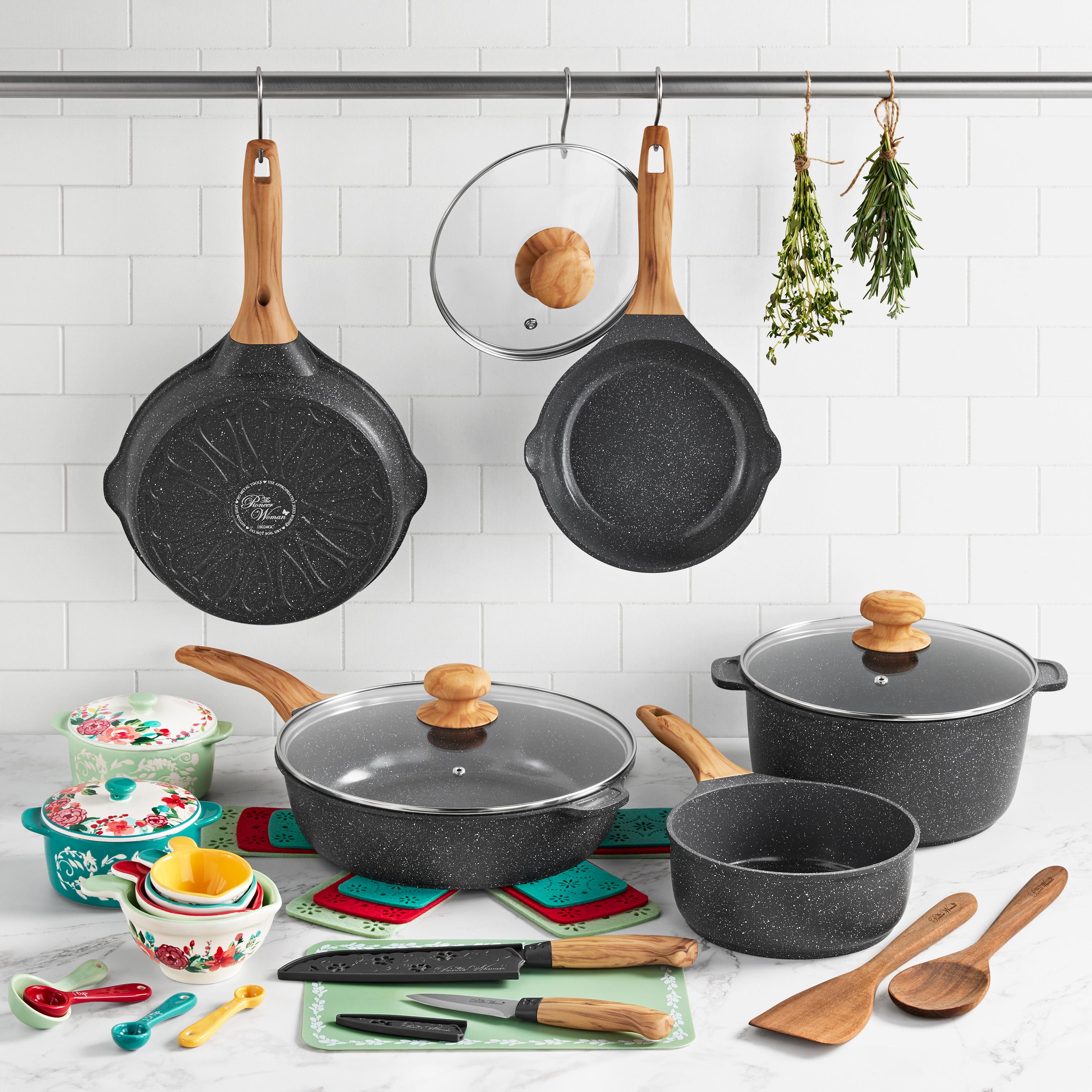 30-Piece Cast Aluminum Cookware Set – Prairie-Inspired Charcoal Speckle Design