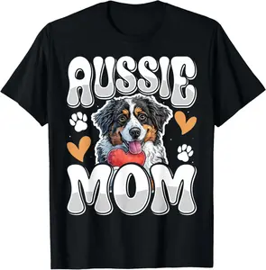100% Cotton Australian Shepherd MOM OF AN AUSS-HOLE Funny Dog Mom T-Shirt for Men Women