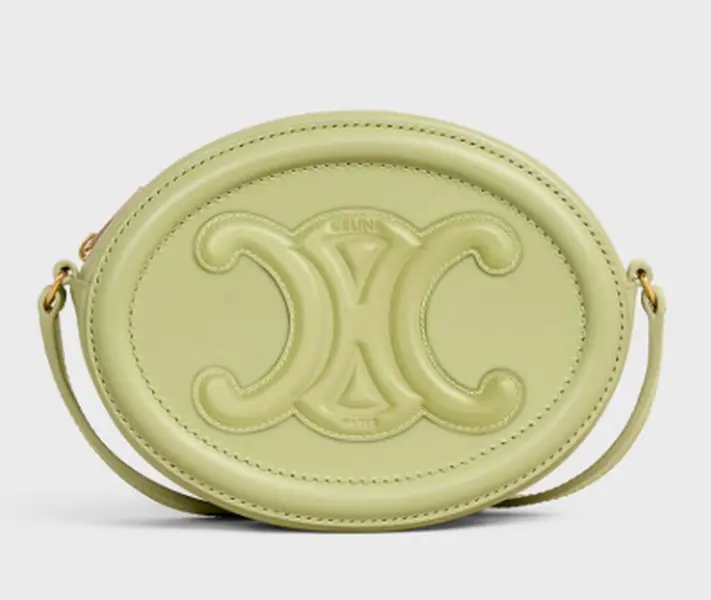 Pre-owned Celine leather Crossbody Bags Smooth Calfskin Cuir Small Triomphe Oval Purse Crossbody BGP236196