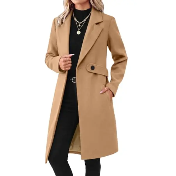 ANRABESS Womens Winter Coats | Classy Double Breasted Belted Trench Coat, Warm Long Peacoat with Pockets, Notch Lapel Dressy Outerwear, Fall Work Office Daily Wear