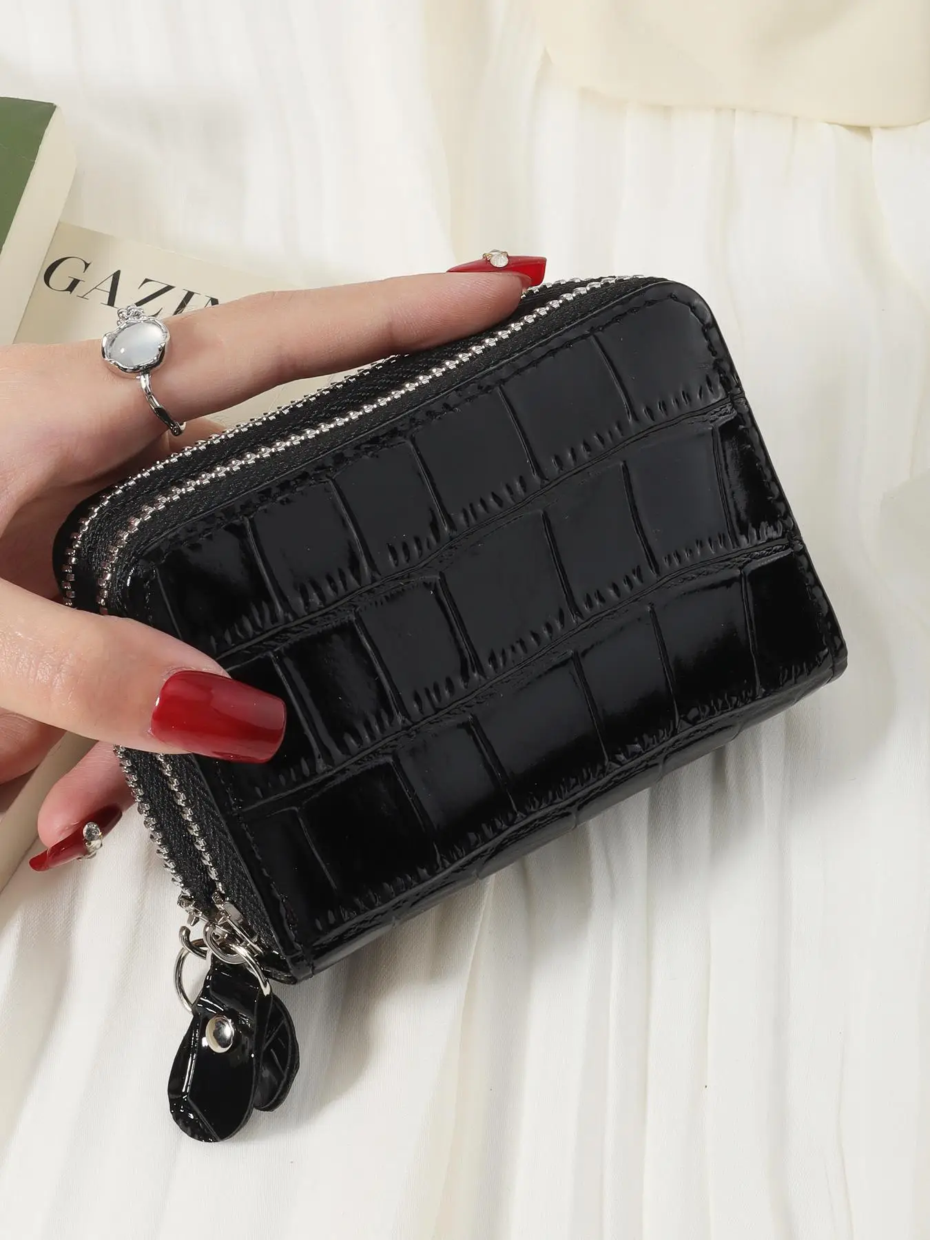 Women's Minimalist Short Wallet, Double Zipper Design Solid Color Coin Purse for Women & Girls, Versatile Small Storage Bag for Keys & Cash