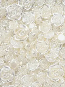 12mm-24mm Pearl Flower Buttons Beads for Crafts,Sewing Flatback Resin Junk Case Charms Wedding Decor White Buttons for Clothes,Slime Charms for Jewelry Making Bulk DIY Bracelet Hair Clip Phone Charms, Diy Beading Accessories