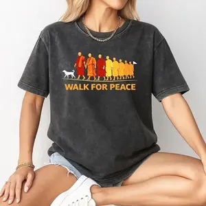 Walk for Peace Monk Shirt, Peace Walking Monks with Aloka Dog Sweatshirt, Buddhist Monks Compassion Tee, zen t shirt, dog lover shirt