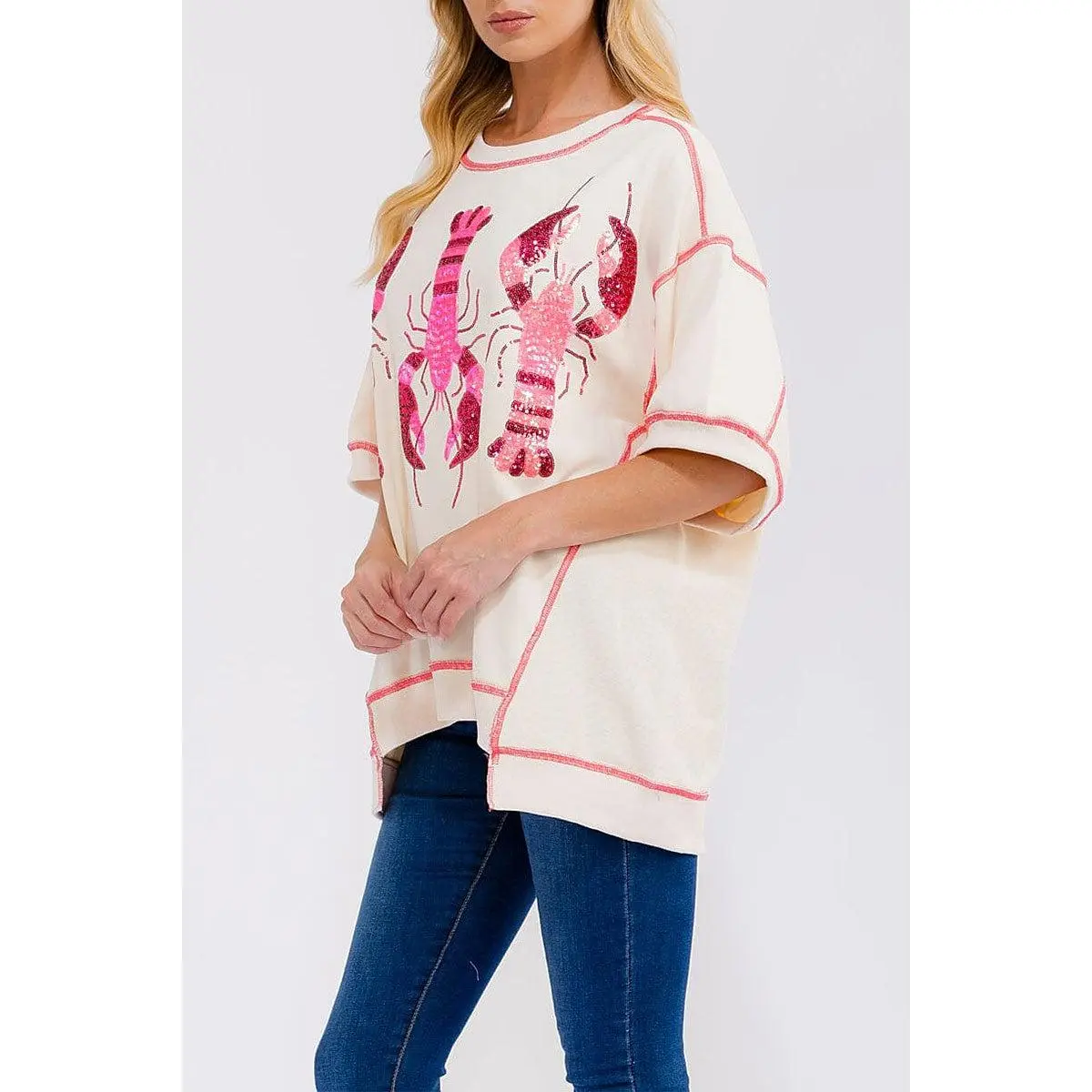 Sequin Crawfish Oversized Shirt