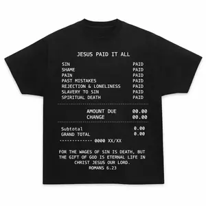 Jesus Paid It All Tee Featuring Distressed Lettering on a Classic Cotton T-shirt