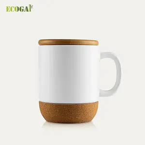 Eco Ceramic Coffee Mug with Cork Base & Bamboo Lid