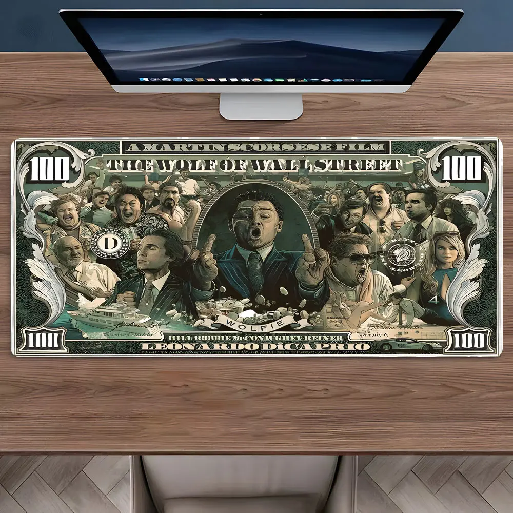 1 Pcs Extra Large Wolf of Wall Street Dollar Mouse Pad, Vintage Movie Art Desk Mat, Non-Slip Extended Keyboard Pad for Gamers & Movie Buffs, Gaming Desk Accessory, Office Desk Accessories, Desktop Accessory, Desk Supplies