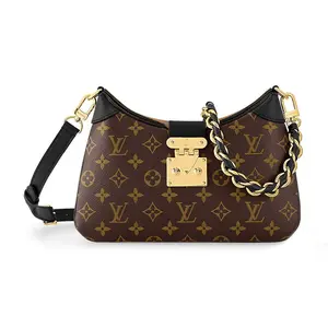 LOUIS VUITTON Twinny Detachable Adjustable Strap Monogram Coated Canvas Leather Trim Hobo Handbag Crossbody Shoulder Bag For Women In Brown