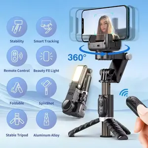 Q18 Gimbal Stabilizer Selfie Stick Tripod Gimbal 360 Rotation Following Shooting Mode with Fill Light For iPhone