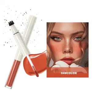 QIBEST Dual-Ended Freckle & Blush Pen: Long-Lasting Matte Finish, Freckle Drawer + Liquid Blush 2-in-1