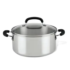 Farberware Brilliance 5-Quart Stainless Steel Dutch Oven with Lid - Versatile Everyday Cooking Pot for Long-Lasting Performance