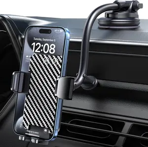 Phone Holders for your Car [Long Flexible Neck] Car Phone Mount [AntiShake Stabilizer] Cell Phone Holder Car for Dashboard Windshield Automotive Accessories Fit for iPhone Android Smartphone