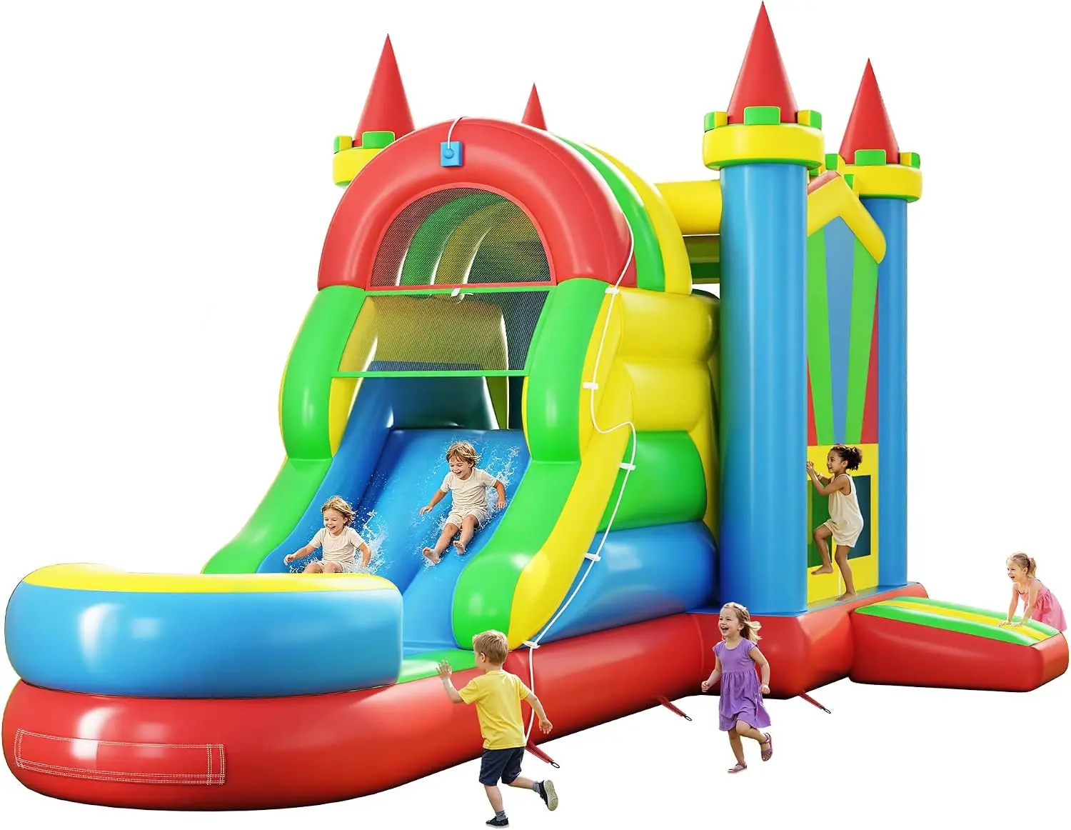 SPECRAFT Inflatable Water Slide Bounce House with Blower,252" Lx139 Wx122 H | Multi-Play Backyard Water Park, Durable PVC Fabric, Easy Setup Outdoor Bounce Castle for Parties & Commercial Use