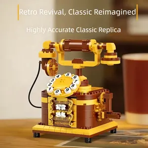 Vintage Phone Building Blocks Set, Micro Particles Assembly Kit, Elegant Retro Decor, Birthday Gift, Unisex Model 20250105