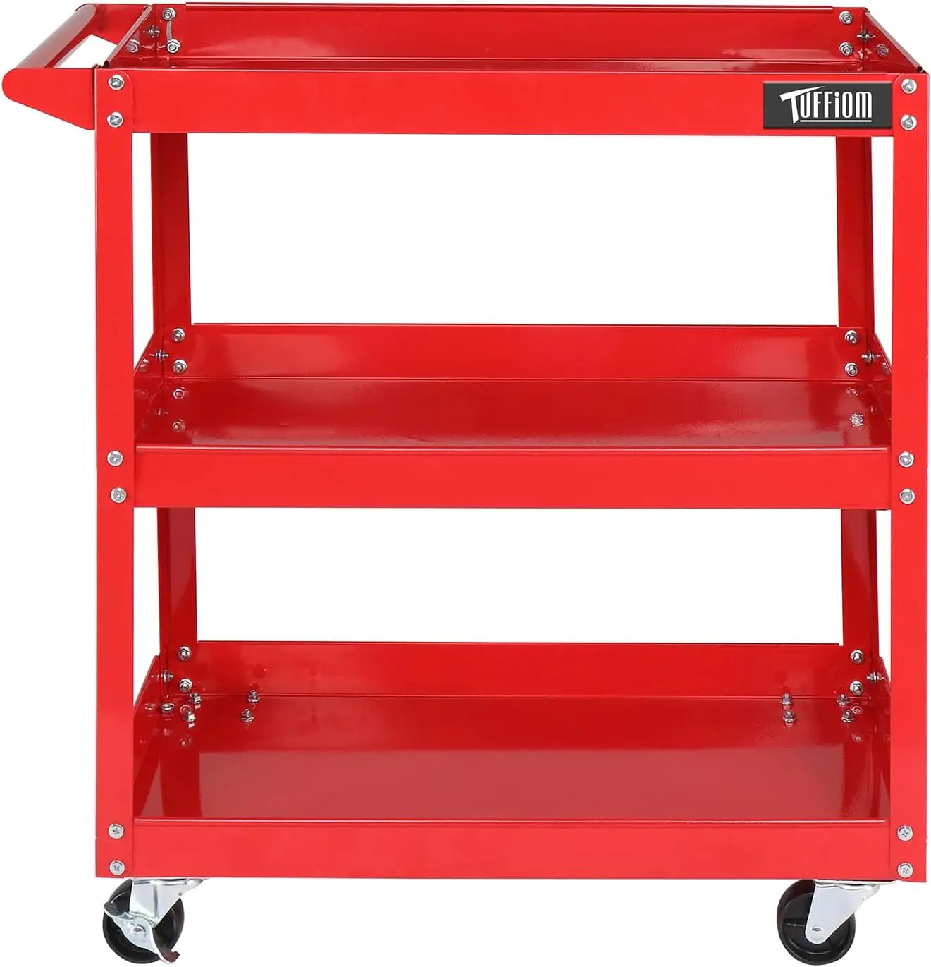 TUFFIOM 2/3-Tier Rolling Steel Tool Cart with Racks, 220/330 LBS Capacity Industrial Service Cart with 2 Brakes, Heavy-Duty Utility Organizer for Mechanic Garage, Workshop