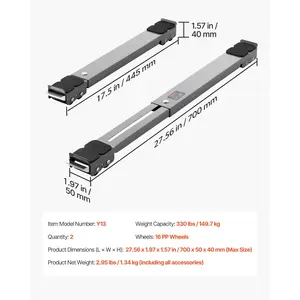 VEVOR Heavy Duty Appliance Rollers, 330 lbs Load Capacity, Furniture Dolly Mobile Roller with Adjustable Base for Washer and Dryer, Extendable Appliance Rollers Easily Move Washing Machines, Gray
