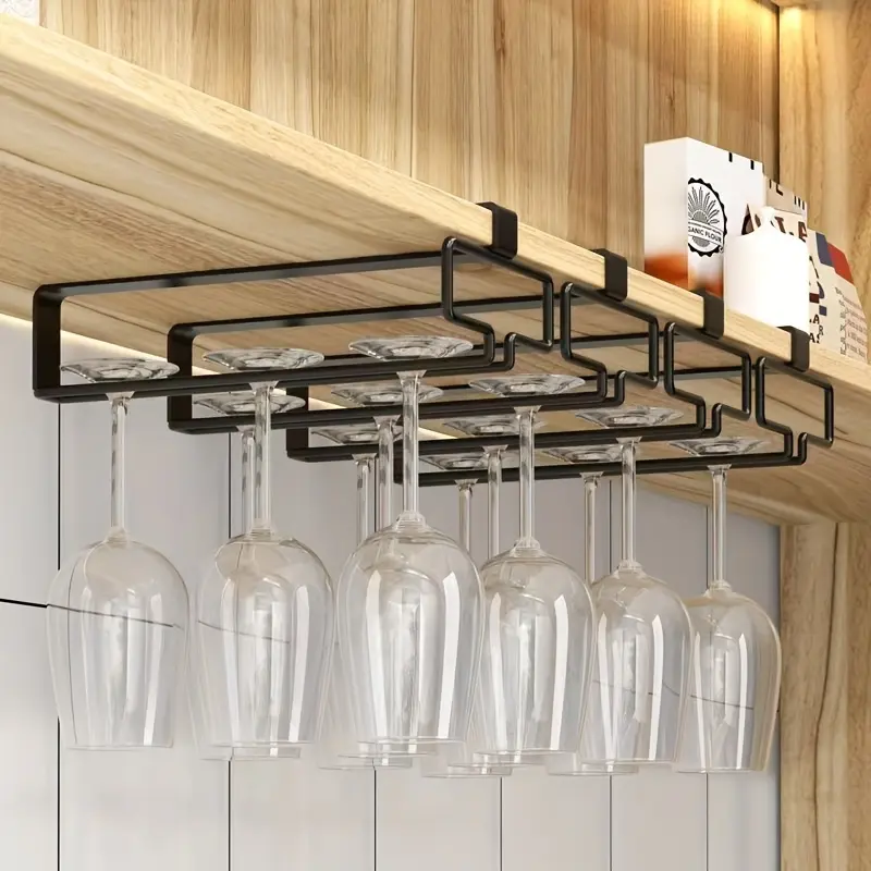 3pcs and 4pcs set, no need for punching new red wine cup holder inverted cup storage rack glass cup inverted drip cup holder inverted hanging rack storage rack
