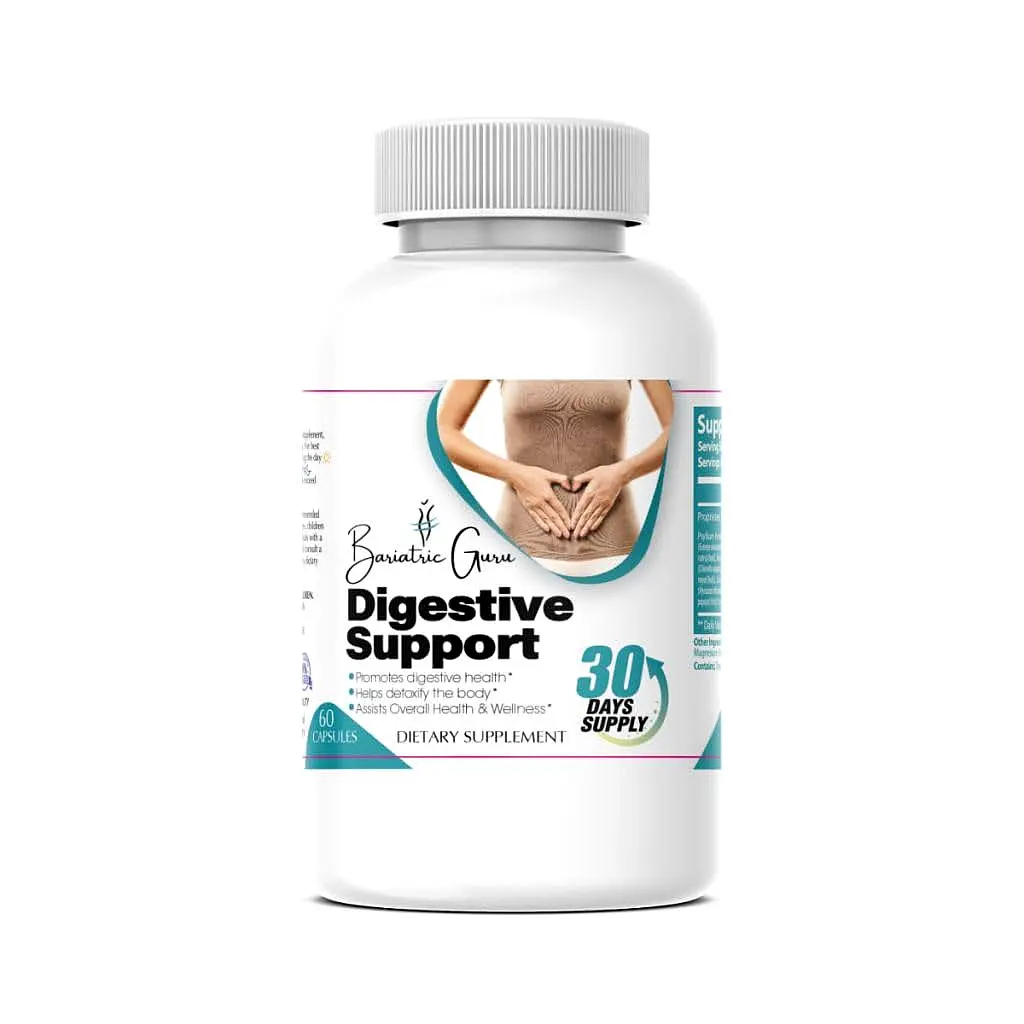Bariatric Guru natural  digestive detox Support — Daily Gut Health & Wellness Supplement with Psyllium Husk, Acai Berry, Inulin & Herbal Fiber Blend — 60 Capsules