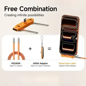 240W SuperCharge 360 Rotating Hidden Stylus Detachable 2-in-1 Charging Cable, Type-C, Compatible with Apple and Samsung, Essential for Gaming, Office, and Car Use | Single Head, Ready.