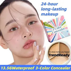 Three-Tone Waterproof Moisturizing Concealer, Satin Radiant Texture, Full Coverage to Hide Blemishes and Dark Circles, Balances Skin Tone for a Flawless Natural Finish, Refines Dull Complexion, Vegan & Cruelty-Free, 13.5g/0.47oz