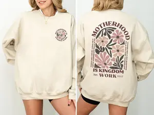 Motherhood Is Kingdom Work Sweatshirt, Christian Mom Gift, Mother’s Day Retro Faith Crewneck