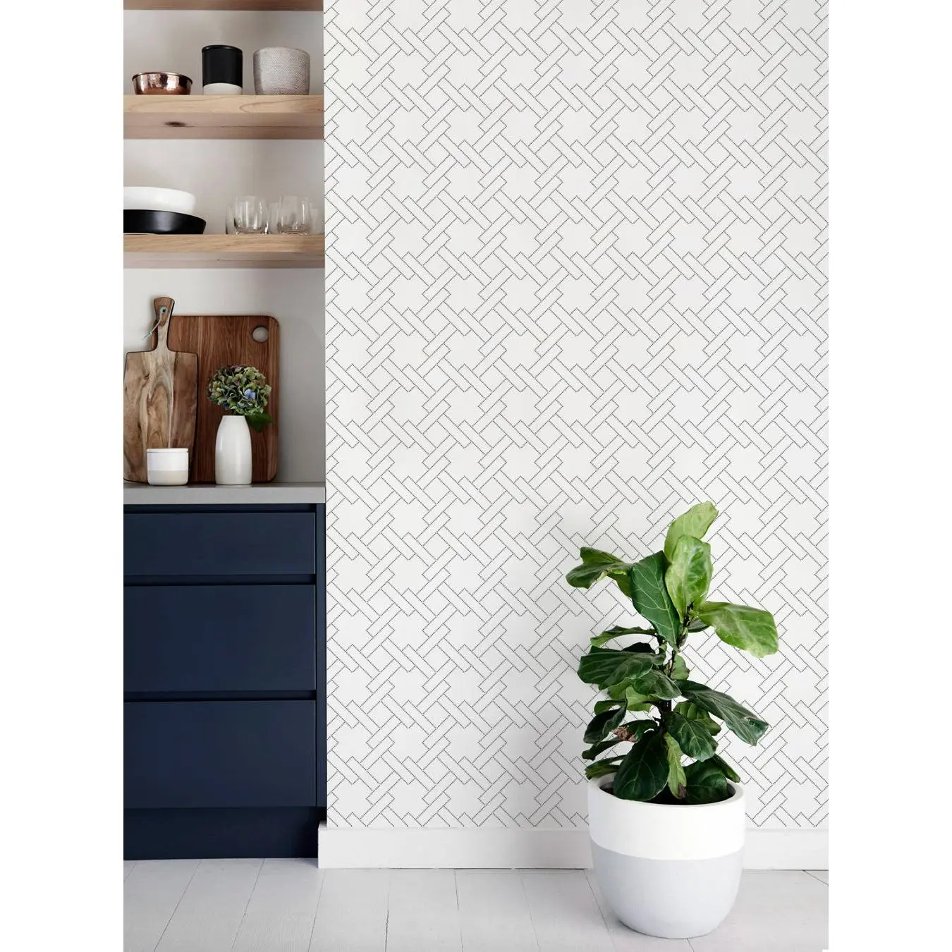 Square Links Geometric Pattern Wallpaper - Peel and Stick
