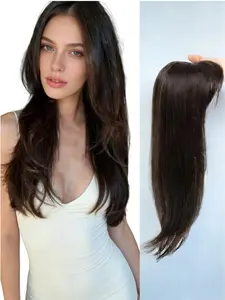 🔥 Instantly Fix Thinning Hair! Dark Brown Straight Hairline Topper with Bangs | Premium Kanekalon Synthetic | Clip-In for Natural Volume & Seamless Blend | Perfect for Daily Wear! Hair Toppers