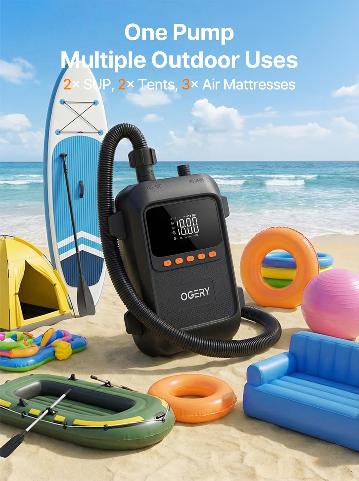 OGERY Paddle Board Electric Pump with Safe & 30% Faster Dual Stage Inflation & Deflation, Up to 20PSI, Smart Auto-Off and Powerful Rechargeable Compact Air Pump for Sup Inflatable Beds Tent Boats summerwins OGERY Paddle Board Electric Pump with Safe & 30% Faster Dual Stage Inflation & Deflation, Up to 20PSI, Smart Auto-Off and Powerful Rechargeable Compact Air Pump for Sup Inflatable Beds Tent Boats summerwins