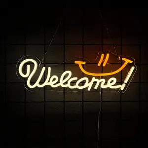 Welcome Neon Sign Wall Art Sign Light up Neon Light for Business Storefront Home door Window Glass Door Shop Store Florists Bar Salon Cafes Restaurant Pubs, Housewarming & Birthday Party Gifts Led Signs