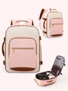Colorblock Patched Design Backpack with Dry and Wet Separation Pocket, Casual Large Capacity Travel Backpack for Women & Men, Trendy Versatile Backpack for Daily Use