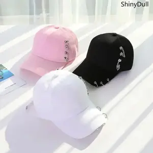 Unisex Rivet Baseball Cap – Adjustable Solid Color Hip-Hop Hat with Side Rings, Streetwear Women’s Hat, Summervibes