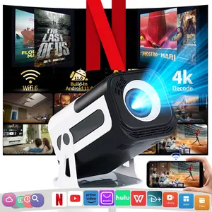 Olymmons Mini Projector 4K/260 ANSI Smart Projector with Wifi 6 BT 5.0 ,180 Degree Rotation Portable Movie Projector Screen Adjustment Home Video, Built-in Android 13.0 OS
