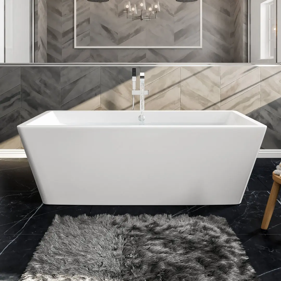 Eviva Rachel 67" Glossy White Acrylic Freestanding Bathtub