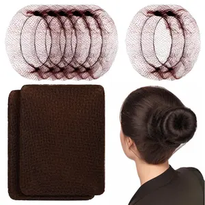Brown Hair Nets 60 pcs Invisible Stretchable Mesh 24 inches for Women Men Comfortable Breathable Food Service Kitchen Hairnets with Elastic Band