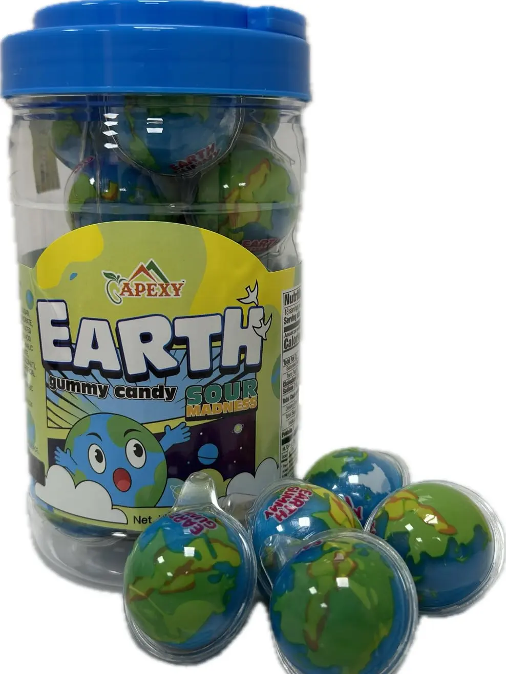 Apexy Sour Planet Gummies - with Fruity Liquid Center Eyeball Candy for Halloween, Birthday, Trick Or Treat, Party Candy - Jelly Filled Gummies, Fat Free, Nut Free. 11.42oz (Sour Madness Planet)