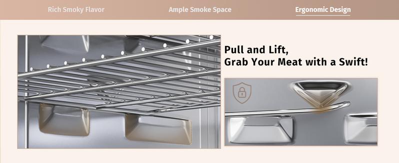 EAST OAK Ridgewood Pro 30" Electric Smoker, Smoker with Leg Kit & Glass Door, Side Wood Chip Loader, 725 Sq Inches of Cooking, Digital Control, Night Blue